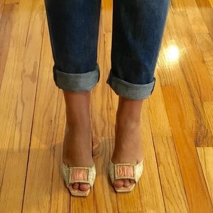 RENE CAOVILLA OPEN TOE SLING BACK SHOES SIZE 37.5